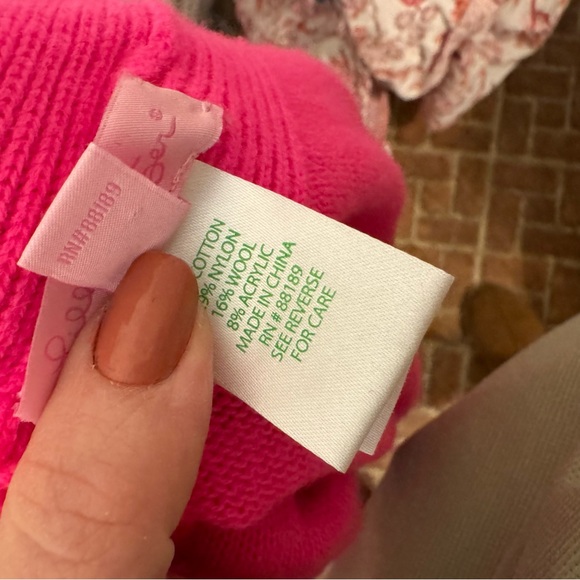 Lilly pulitzer Kinnon wrap one size pink teal poncho sweater - Picture 7 of 8